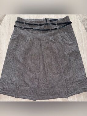 Reserved Gray A-Line Skirt with Belt